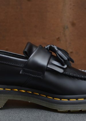 Adrian Tassel Loafer In Black Smooth and Yellow Stitch