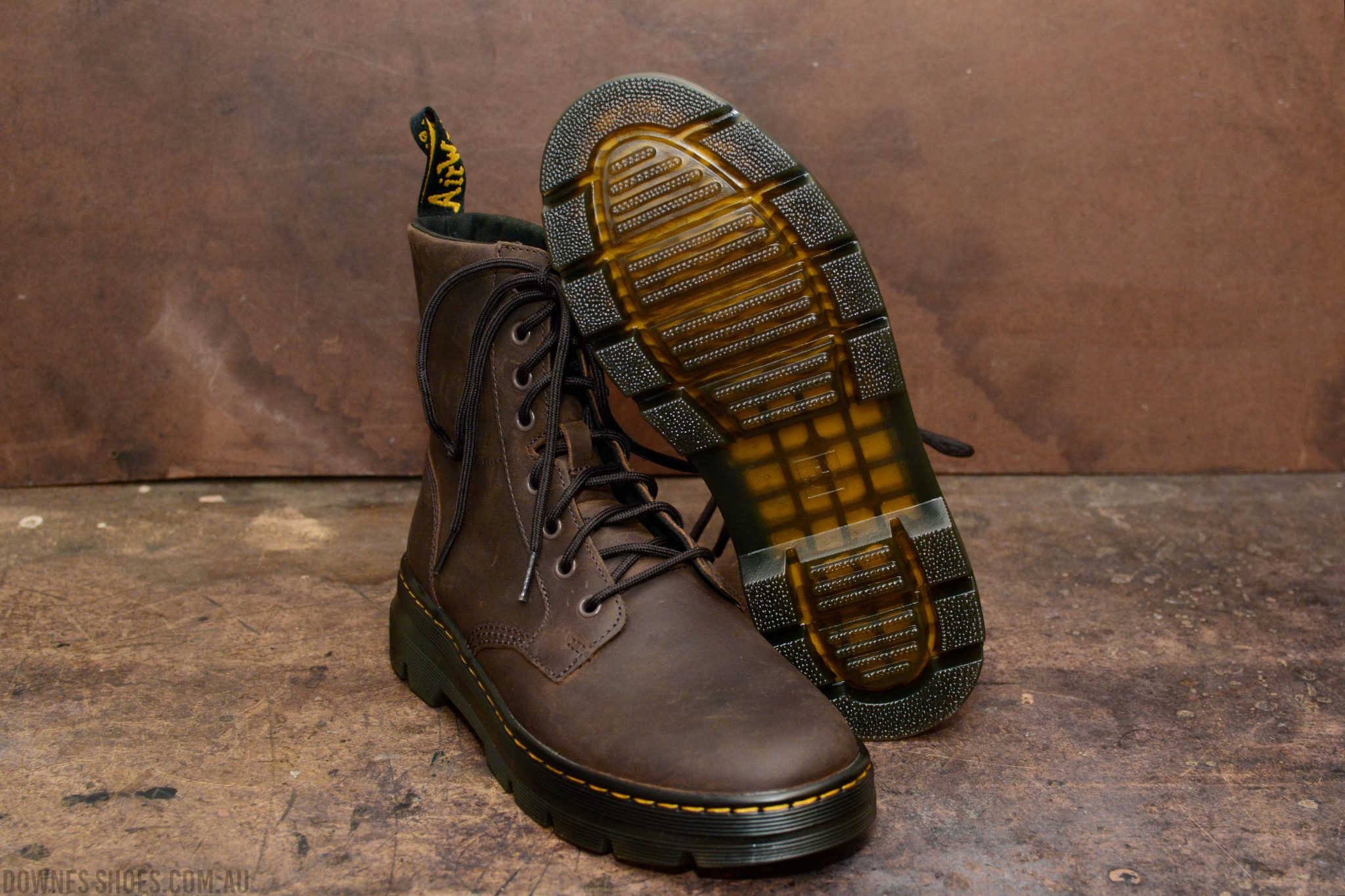 Combs Crazy Horse Dark Brown 8 Eye Tech Boot — Downes