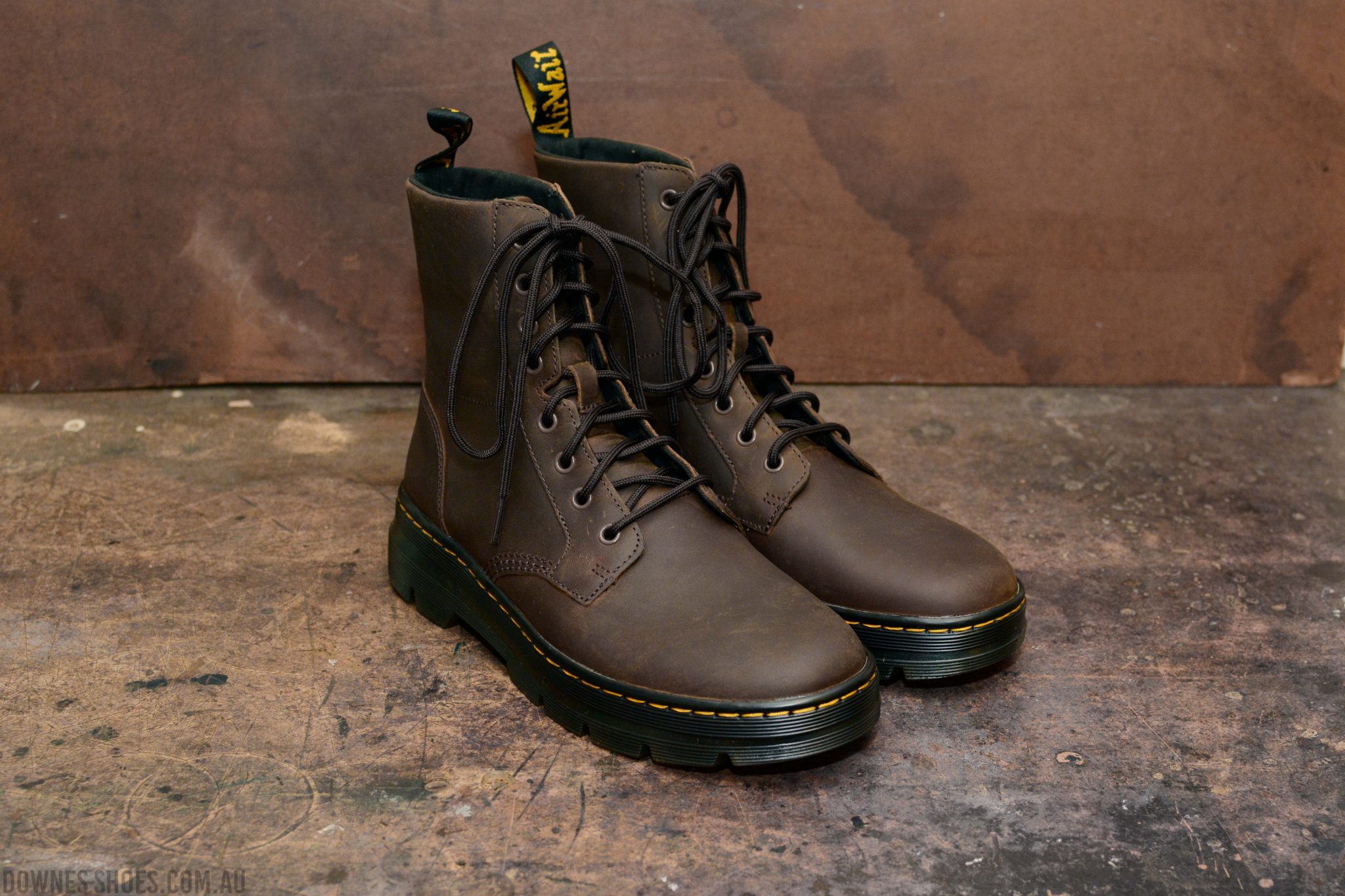 Combs Crazy Horse Dark Brown 8 Eye Tech Boot — Downes