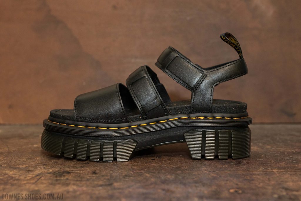 Dr. Martens Ricki Nappa Lux Leather 3-Strap Platform Sandals in Black | Dr.Martens Canada