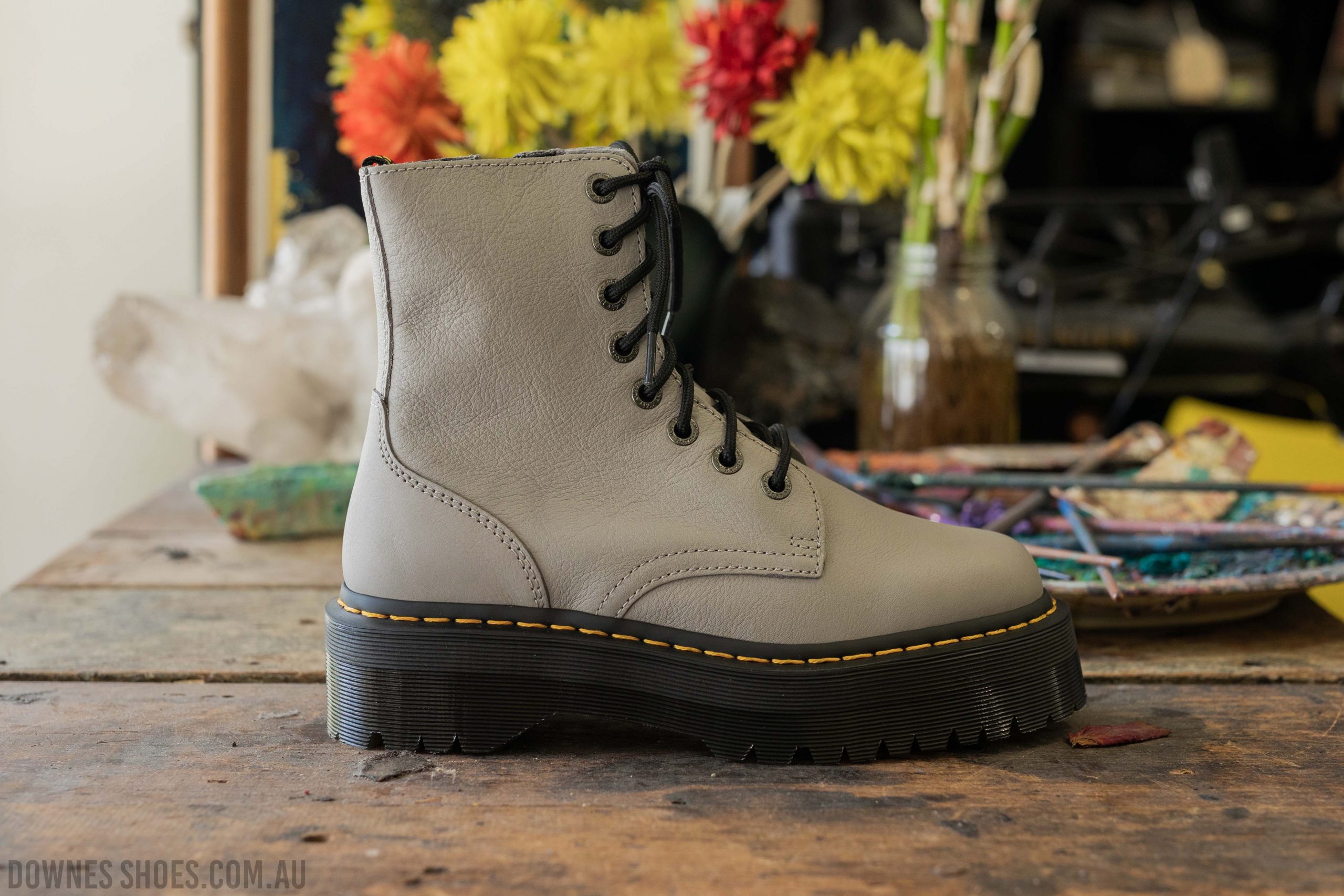 Jadon Zinc Grey Pisa 8 Eye Platform Boot — Downes