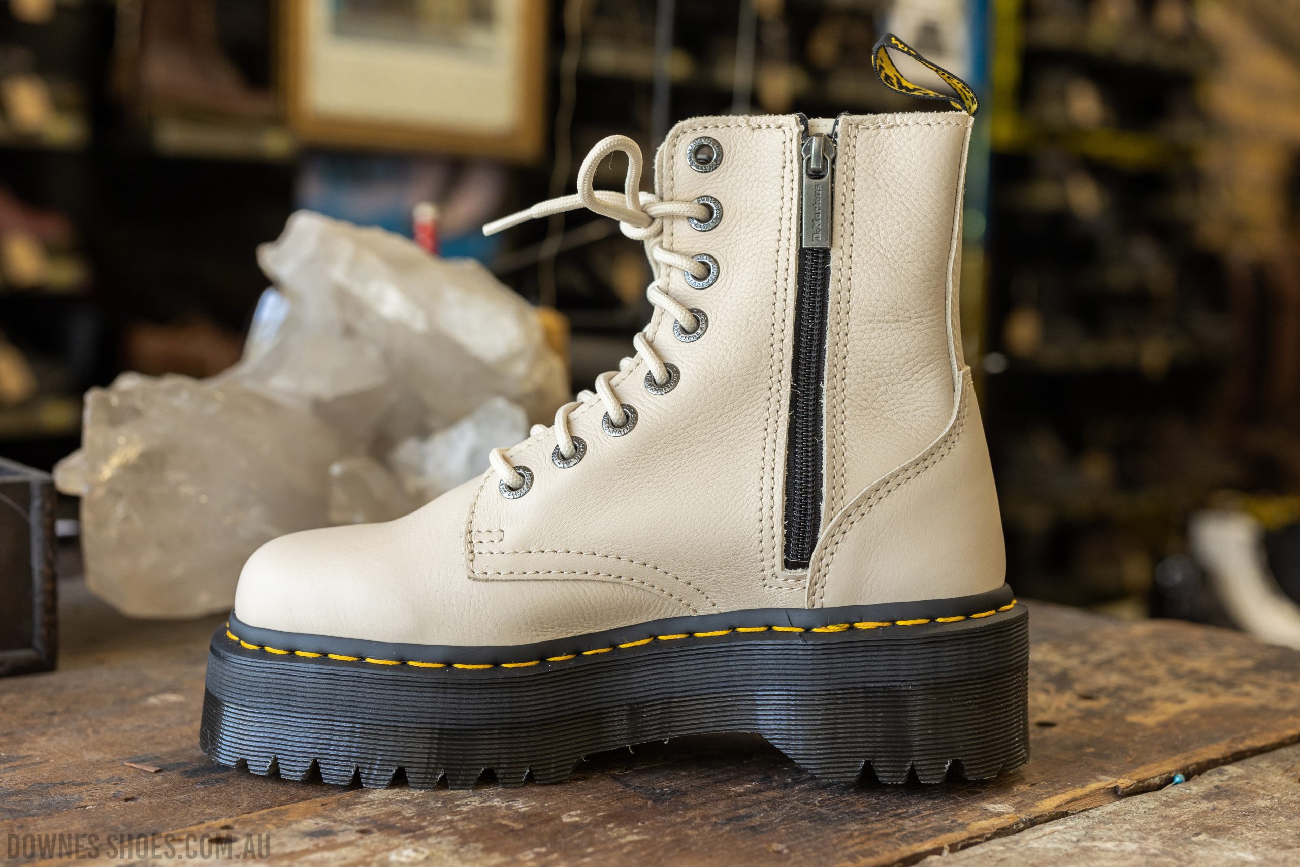 Jadon Parchment Beige Pisa 8 Eye Platform Boot — Downes