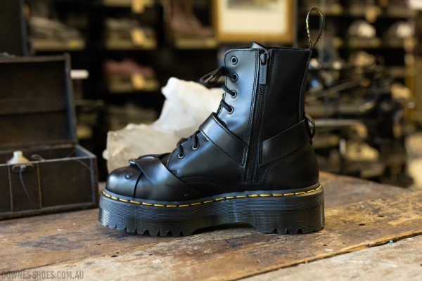 Jadon Harness Black Platform 8 Eye Boot — Downes