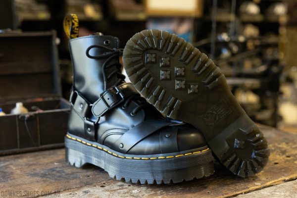 Jadon Harness Black Platform 8 Eye Boot — Downes