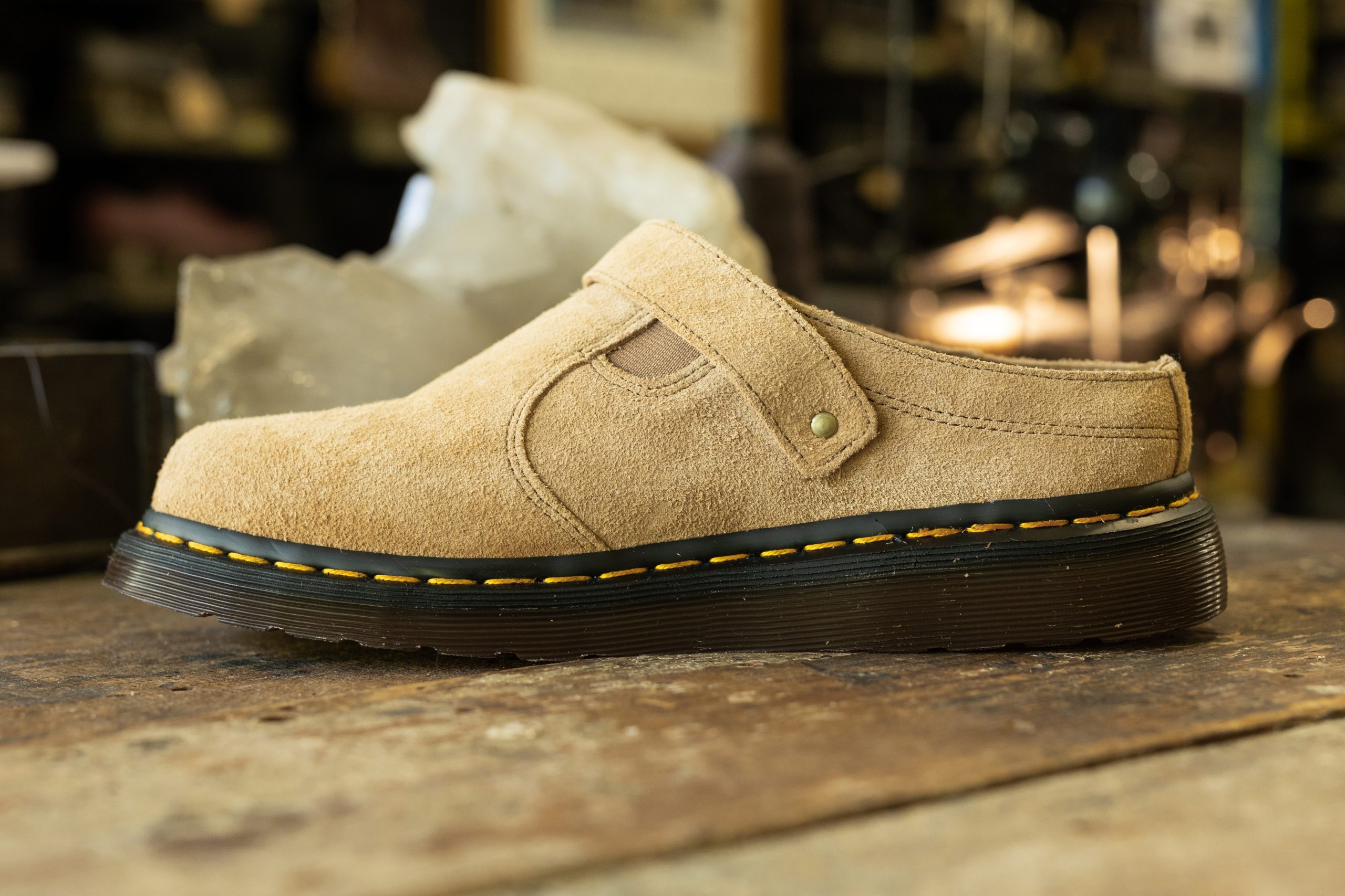 Isham Sandy Tan Desert Oasis Suede Mules — Downes