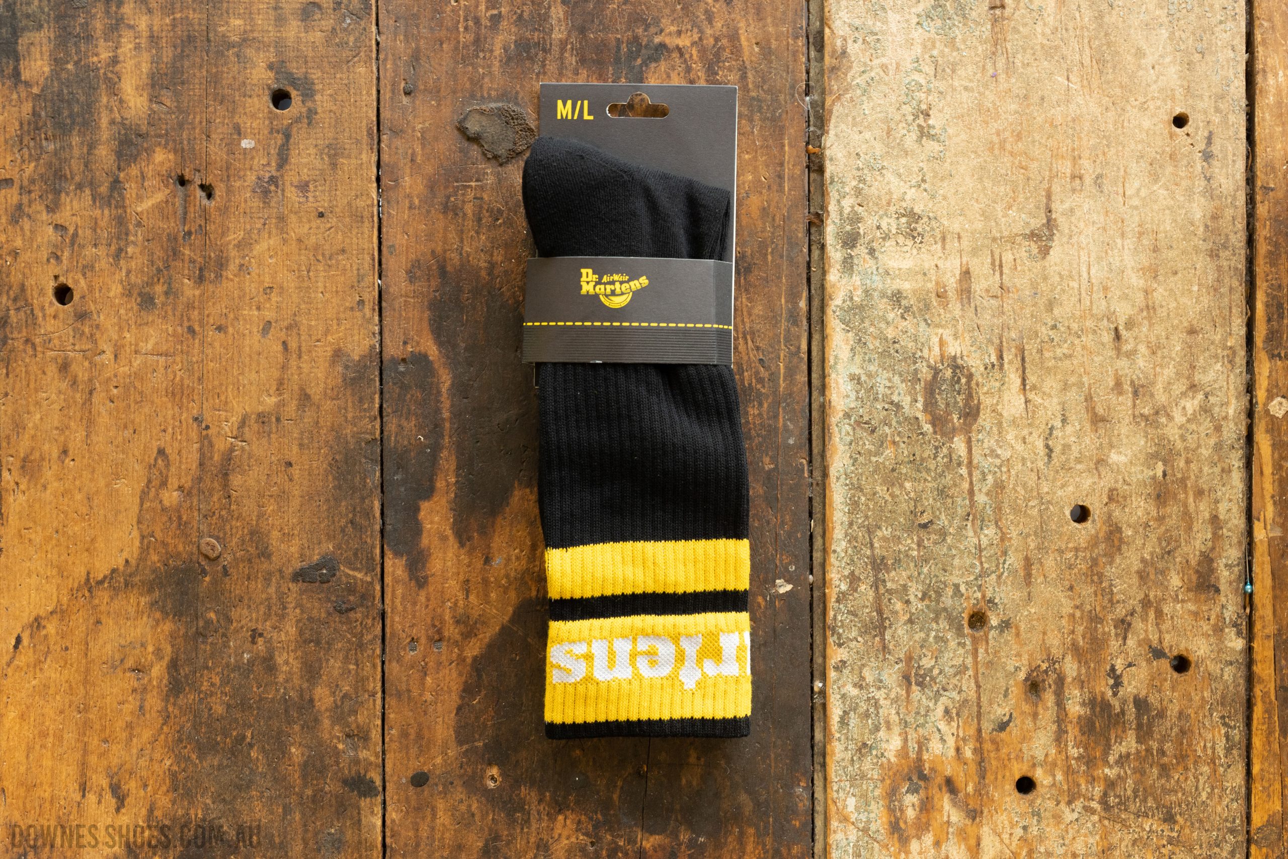 Dr Martens Athletic Logo Black and Yellow Cotton Blend Sock