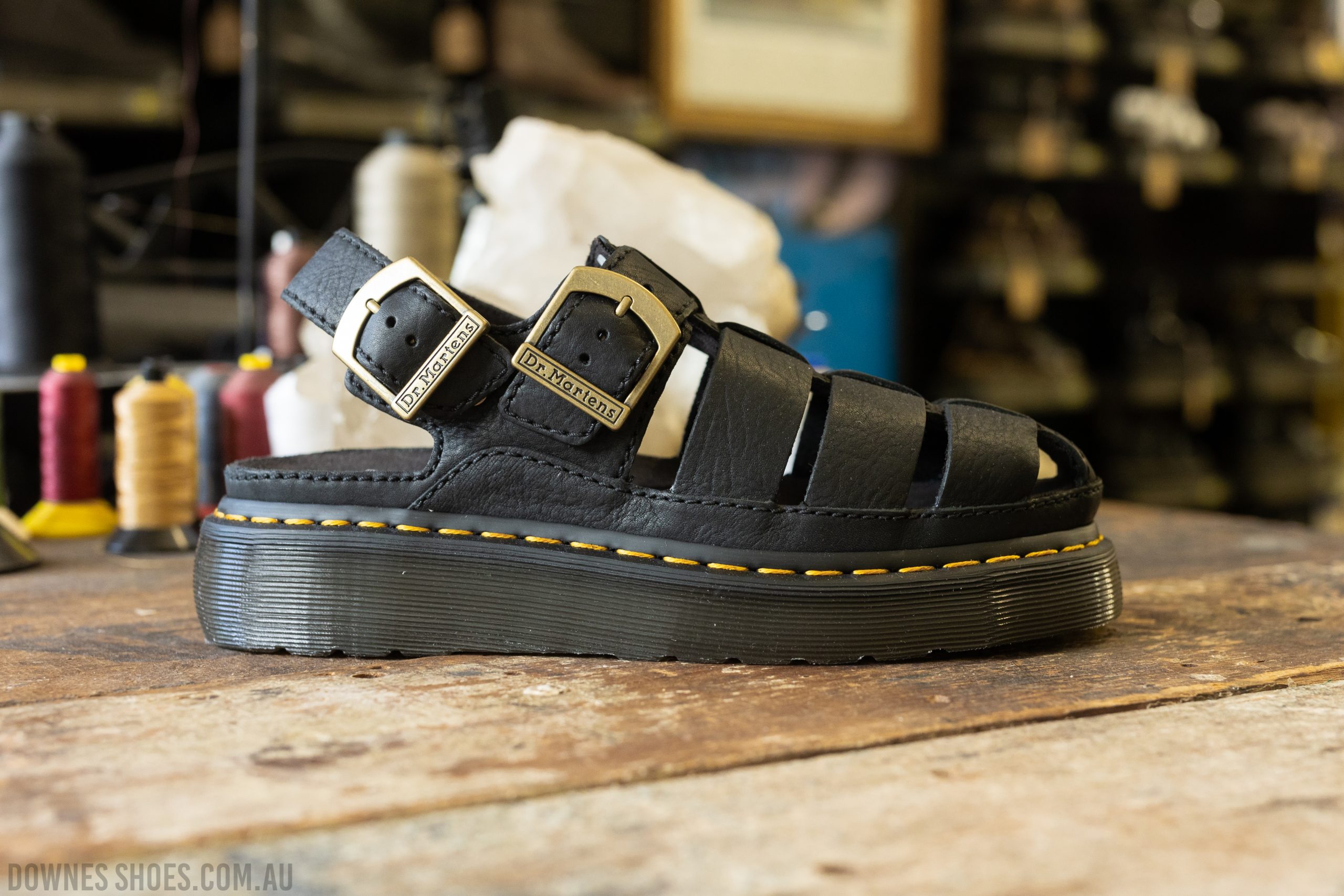 Wrenlie Black Grizzly Fisherman Sandal