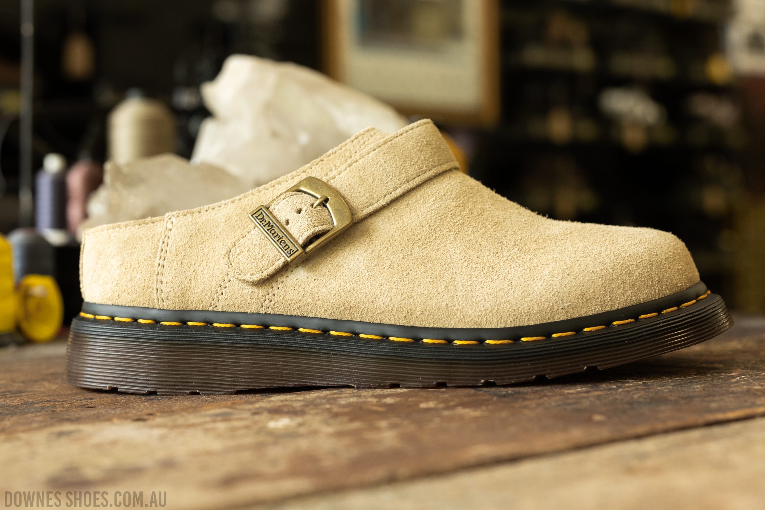 Isham Parchment Desert Oasis Suede Mules — Downes