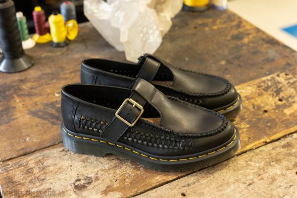 Adrian T-Bar Black Analine Mary Janes — Downes