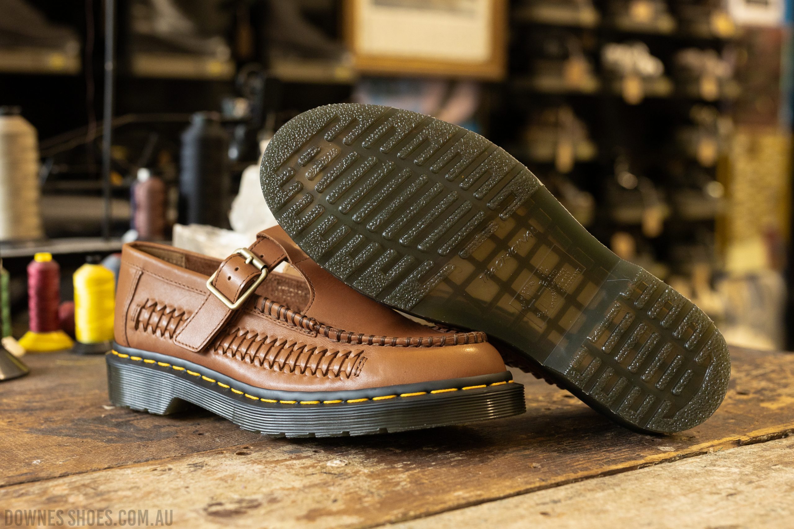 Adrian T-Bar Tan Analine Mary Janes — Downes