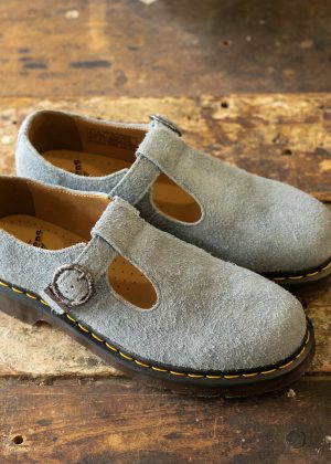 T-Bar Washed Denim Long Napped Suede Mary Jane