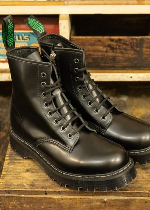 Solovair Platform Zip 8-Eye Derby Boot Black Hi-Shine
