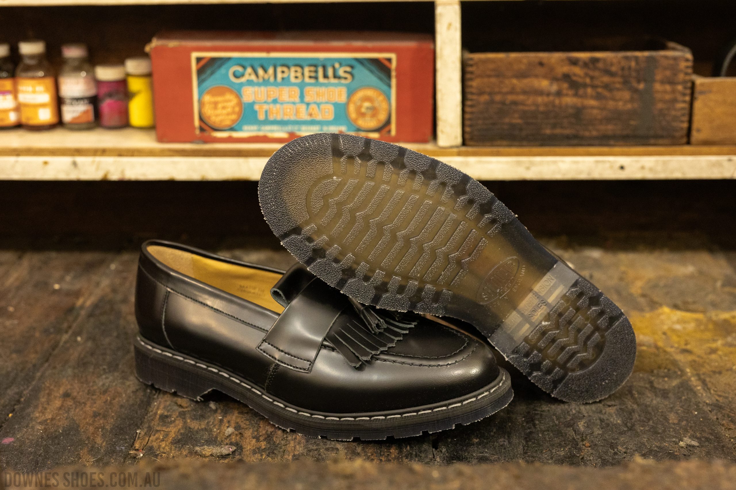 Solovair Tassel Loafer Black Hi-Shine