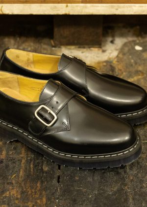 Solovair Single Buckle Monk Shoe Black Hi-Shine