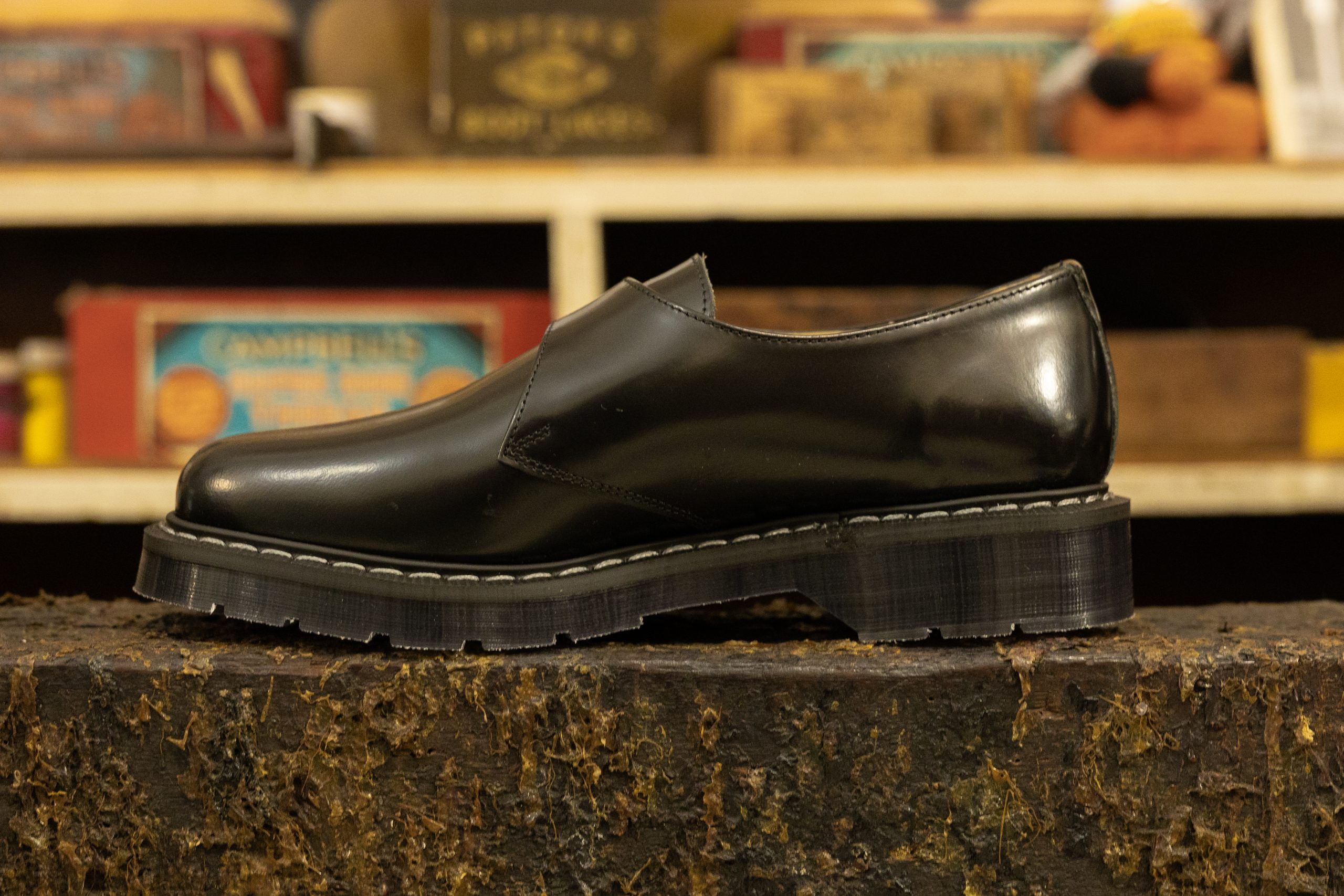 Solovair Single Buckle Monk Shoe Black Hi-Shine — Downes