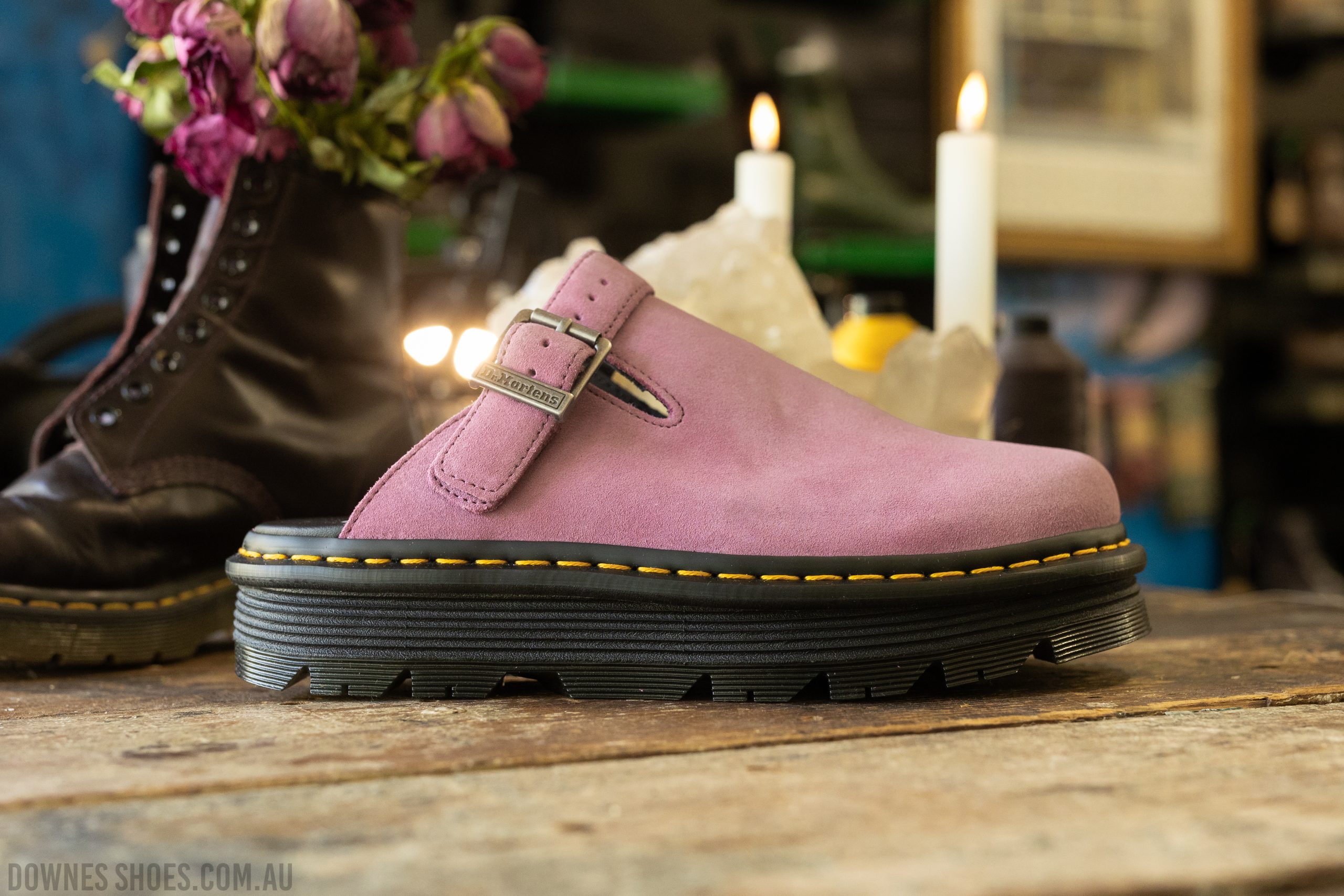 Zebzag Muted Purple Suede Mule — Downes