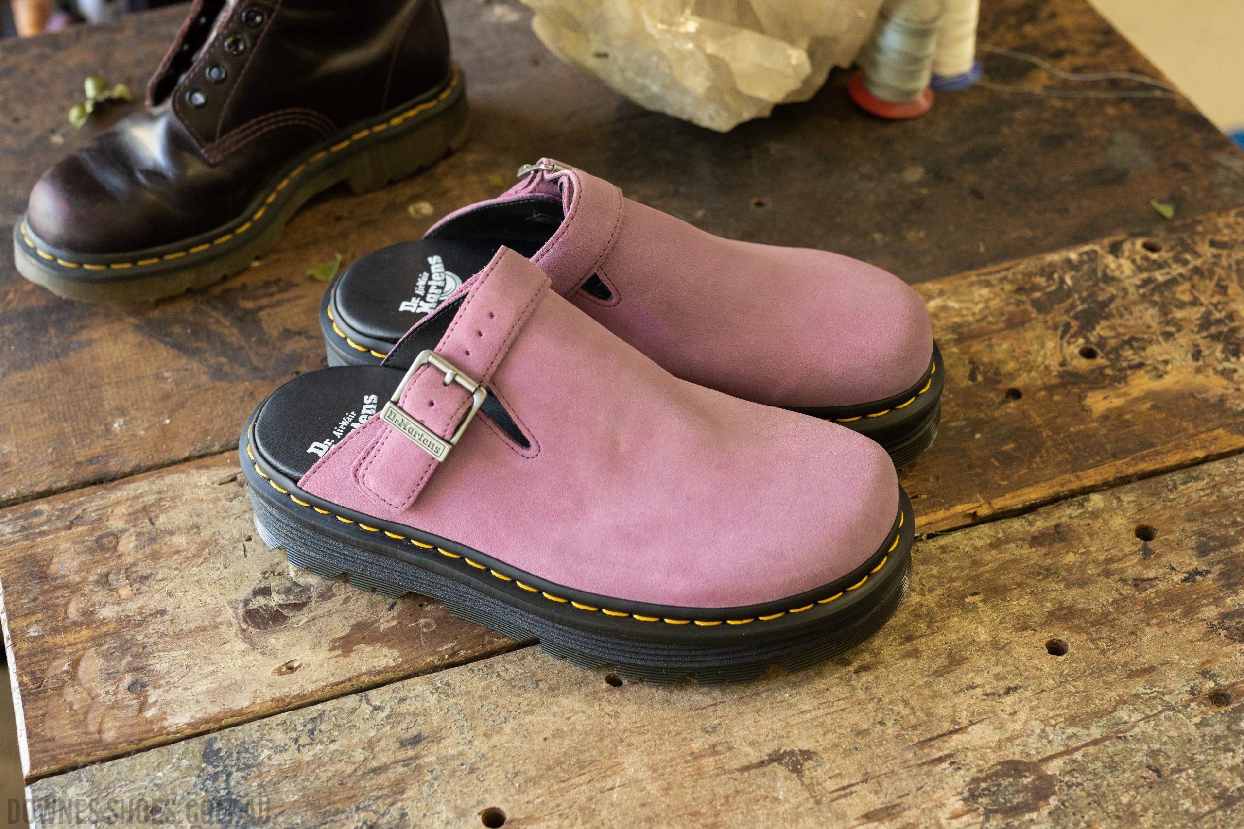 Zebzag Muted Purple Suede Mule — Downes