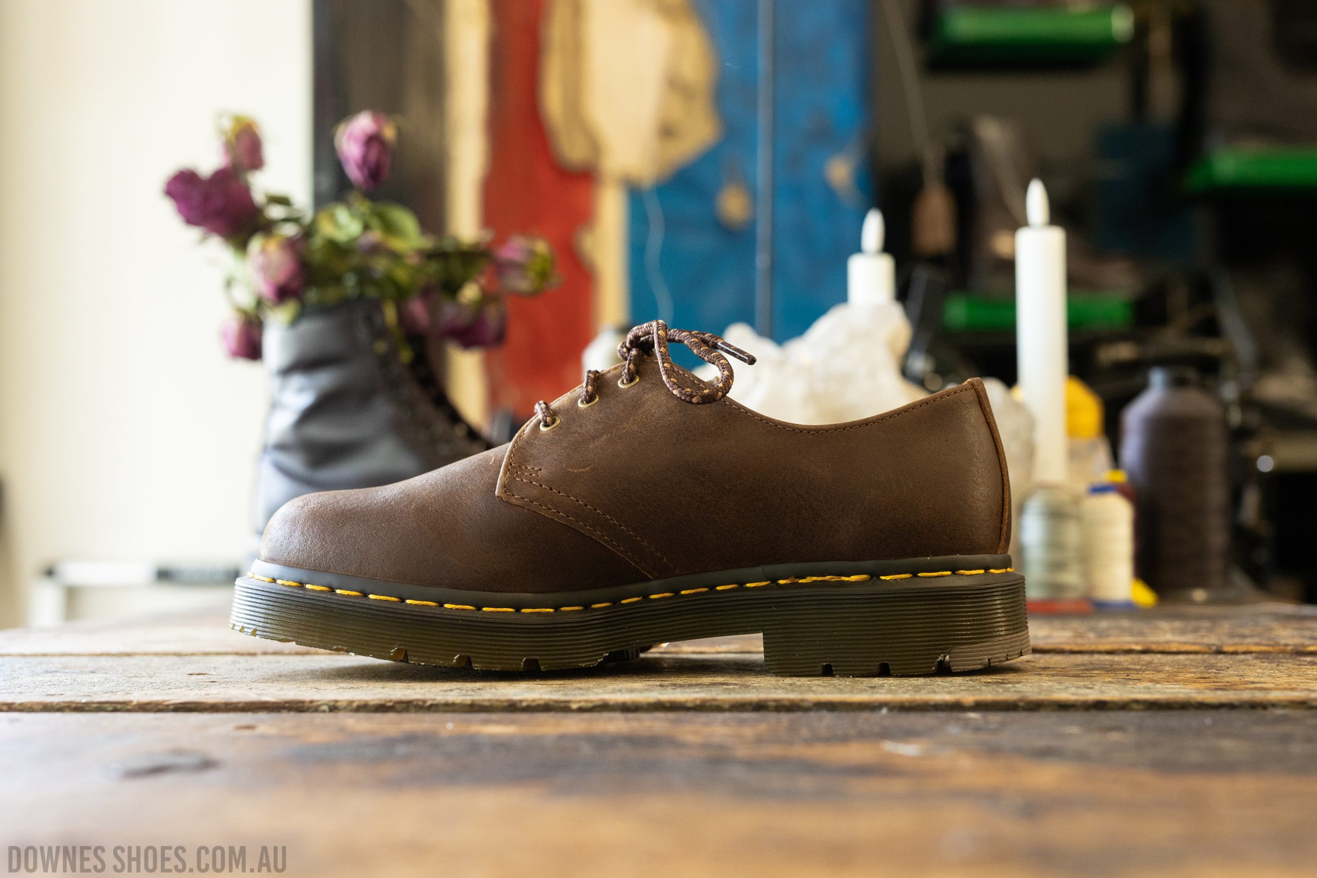 1461 Slip Resistant Dark Tan Industrial 3 Eye Shoe — Downes