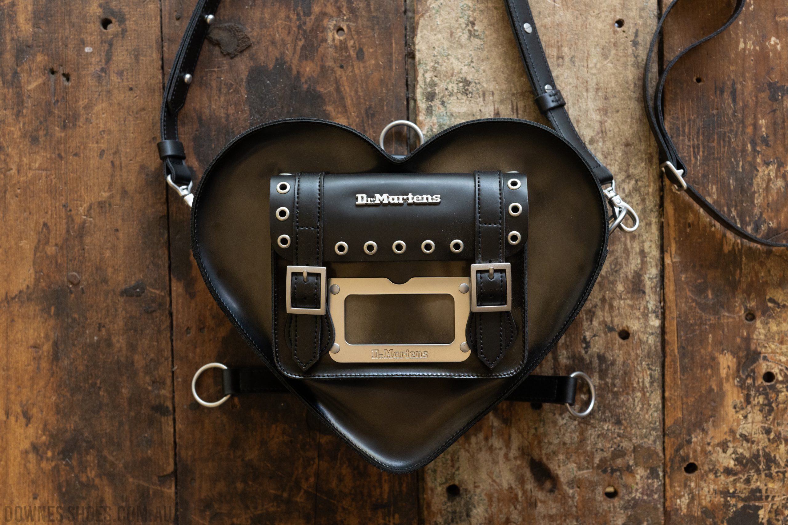 Heart Black and Dark Khaki RubOff Leather Backpack — Downes