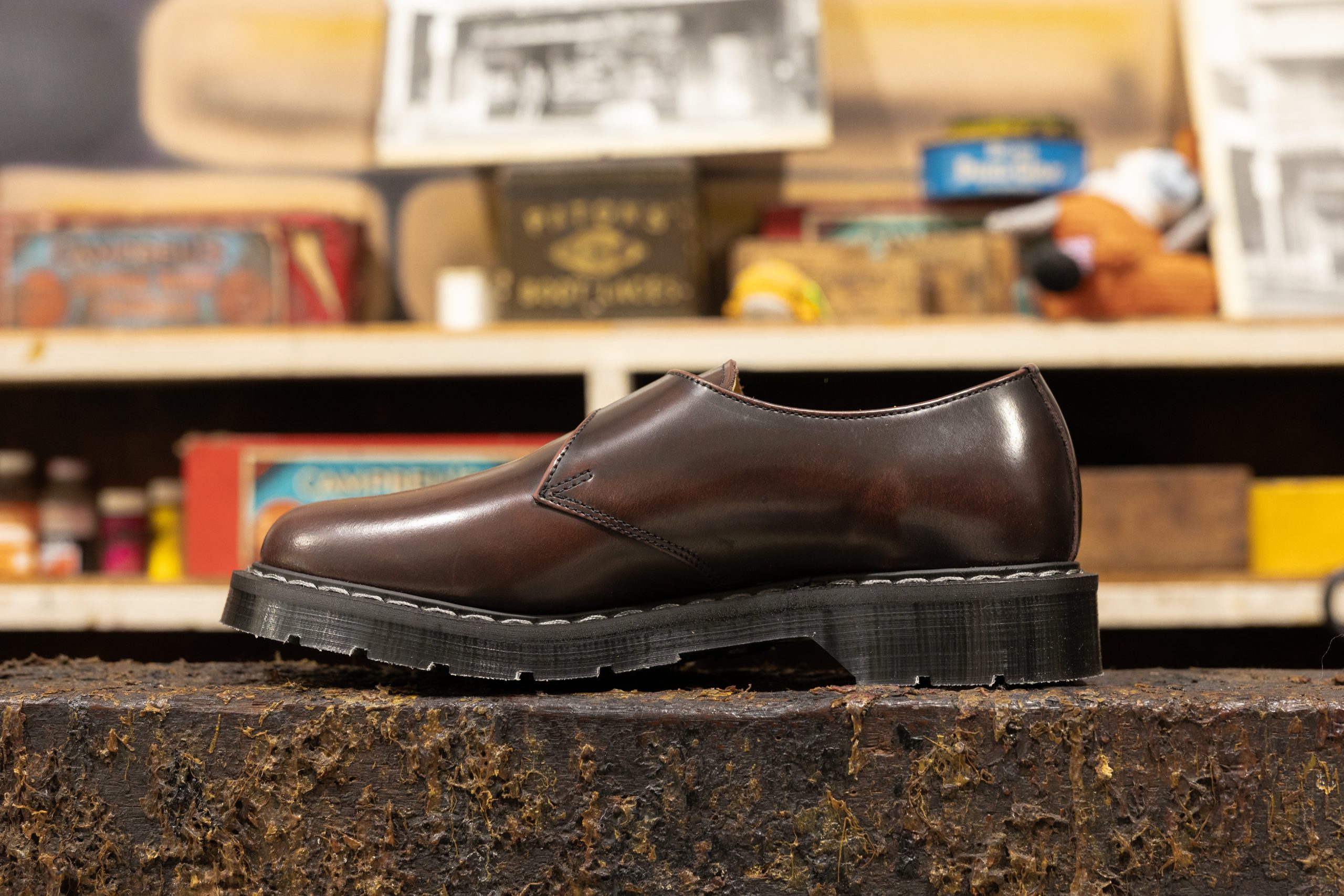 Solovair Single Buckle Monk Shoe Burgundy Rub-Off