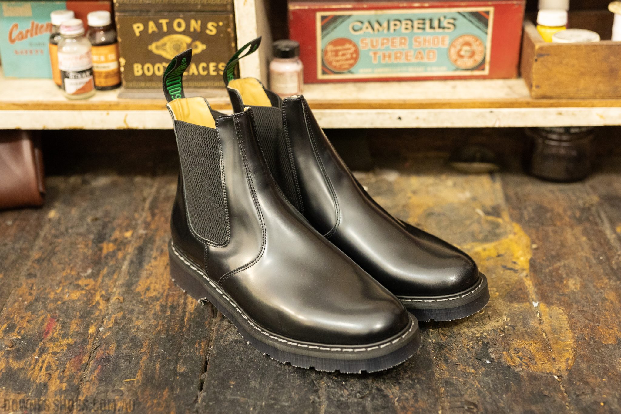 Solovair Dealer Boot Black Hi-Shine — Downes