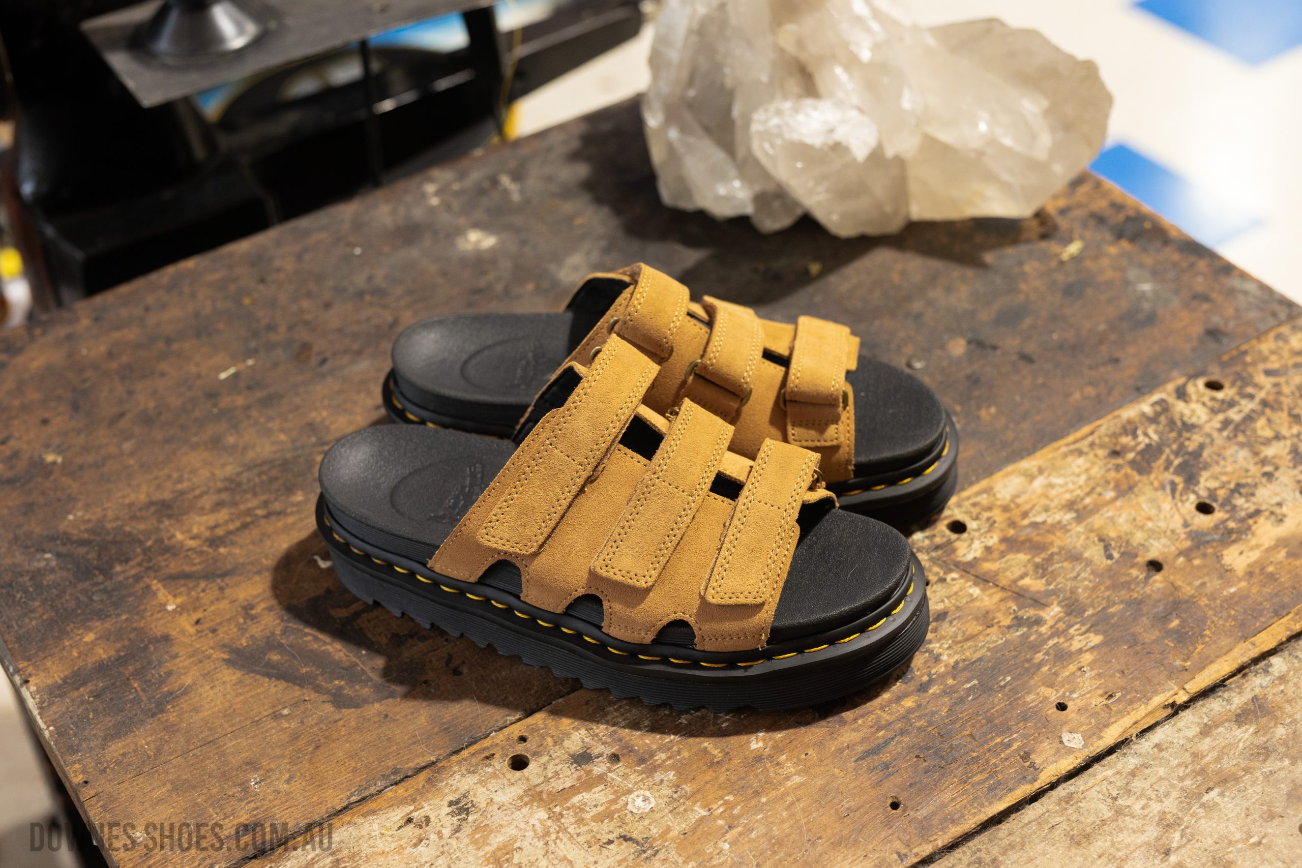 Raine Tan Suede Velcro Slide
