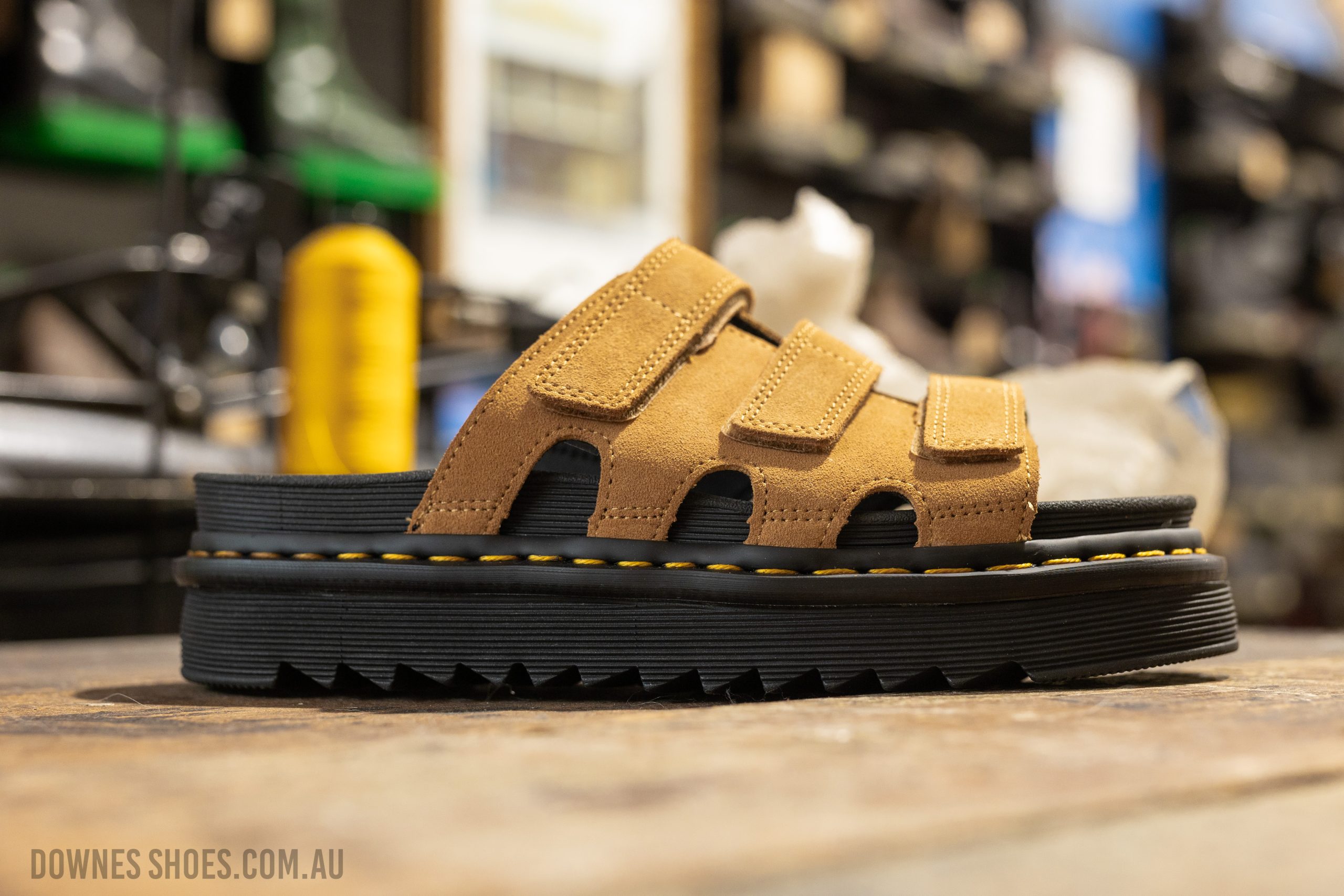 Raine Tan Suede Velcro Slide