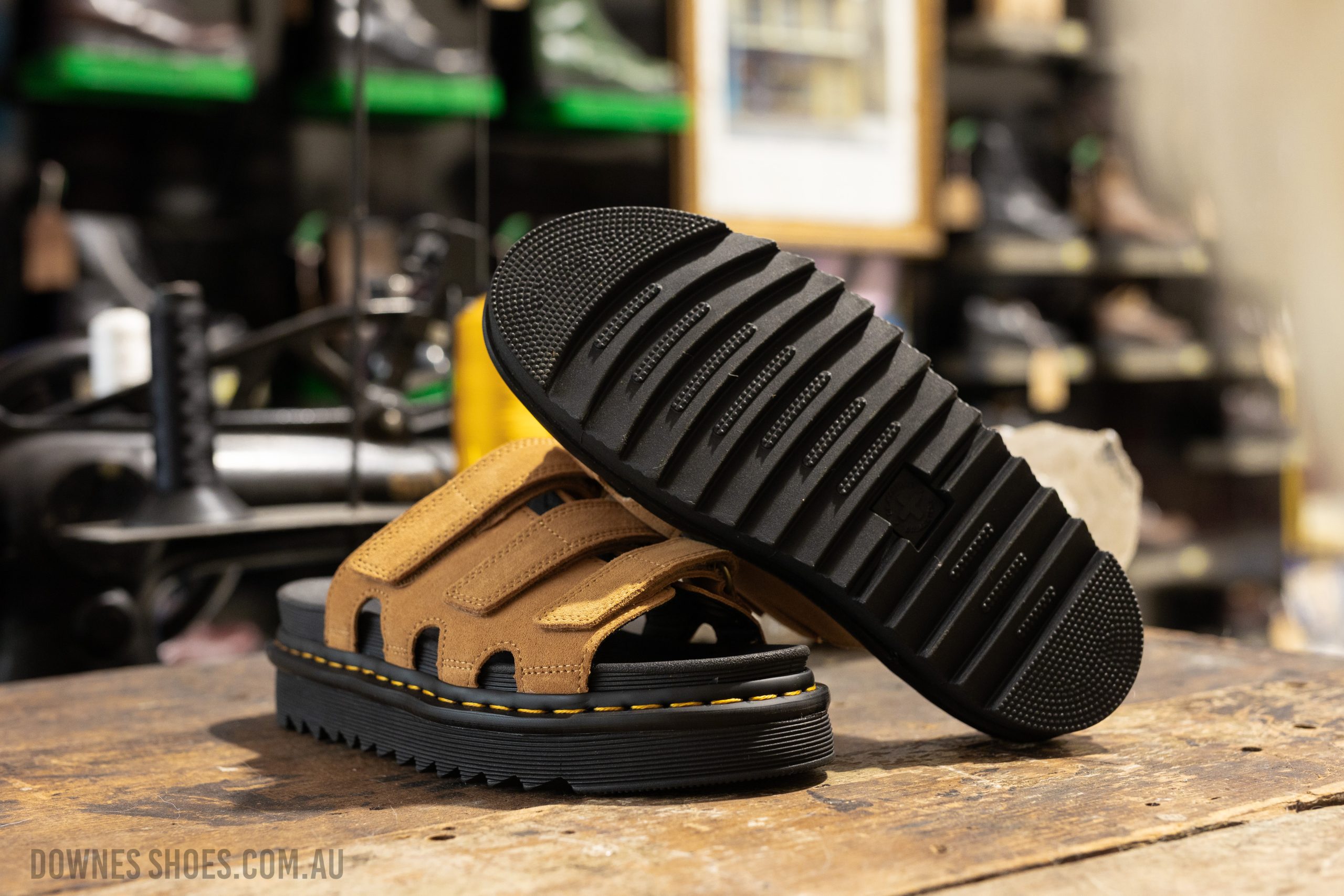 Raine Tan Suede Velcro Slide