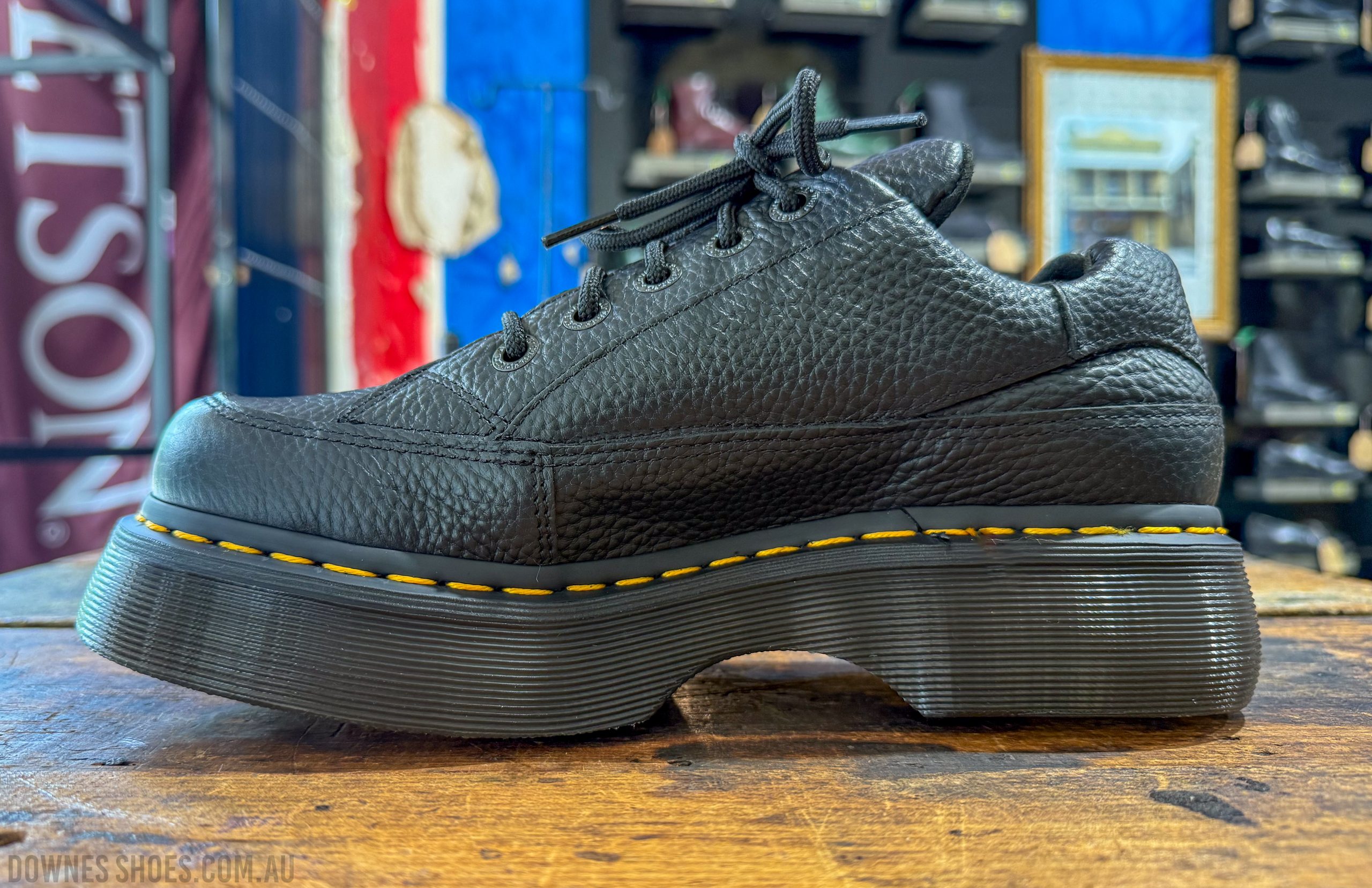 Buzz 5-Eye Black Milled Nappa Platform Shoes — Downes