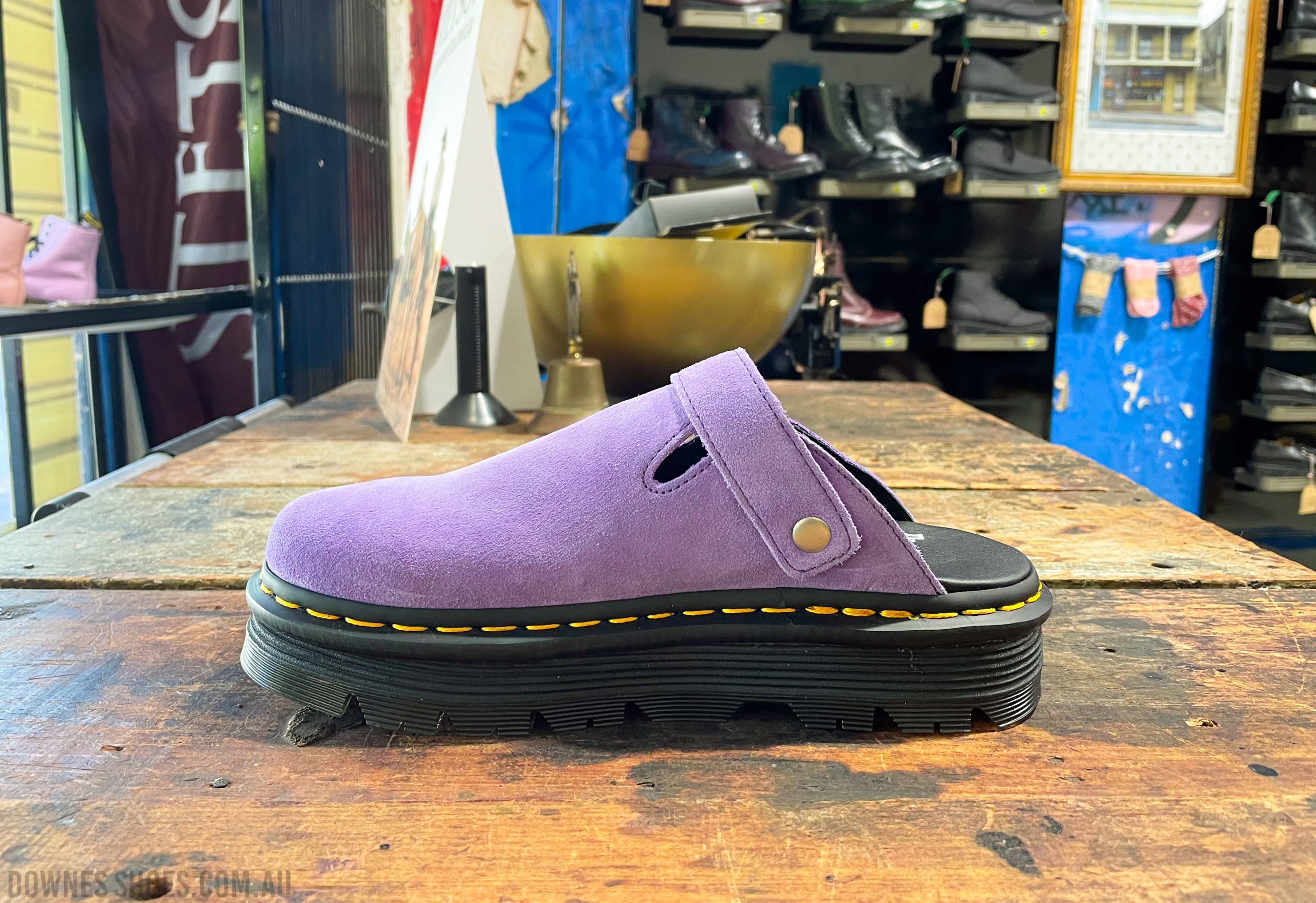 Zebzag Twilight Purple Suede Mule — Downes