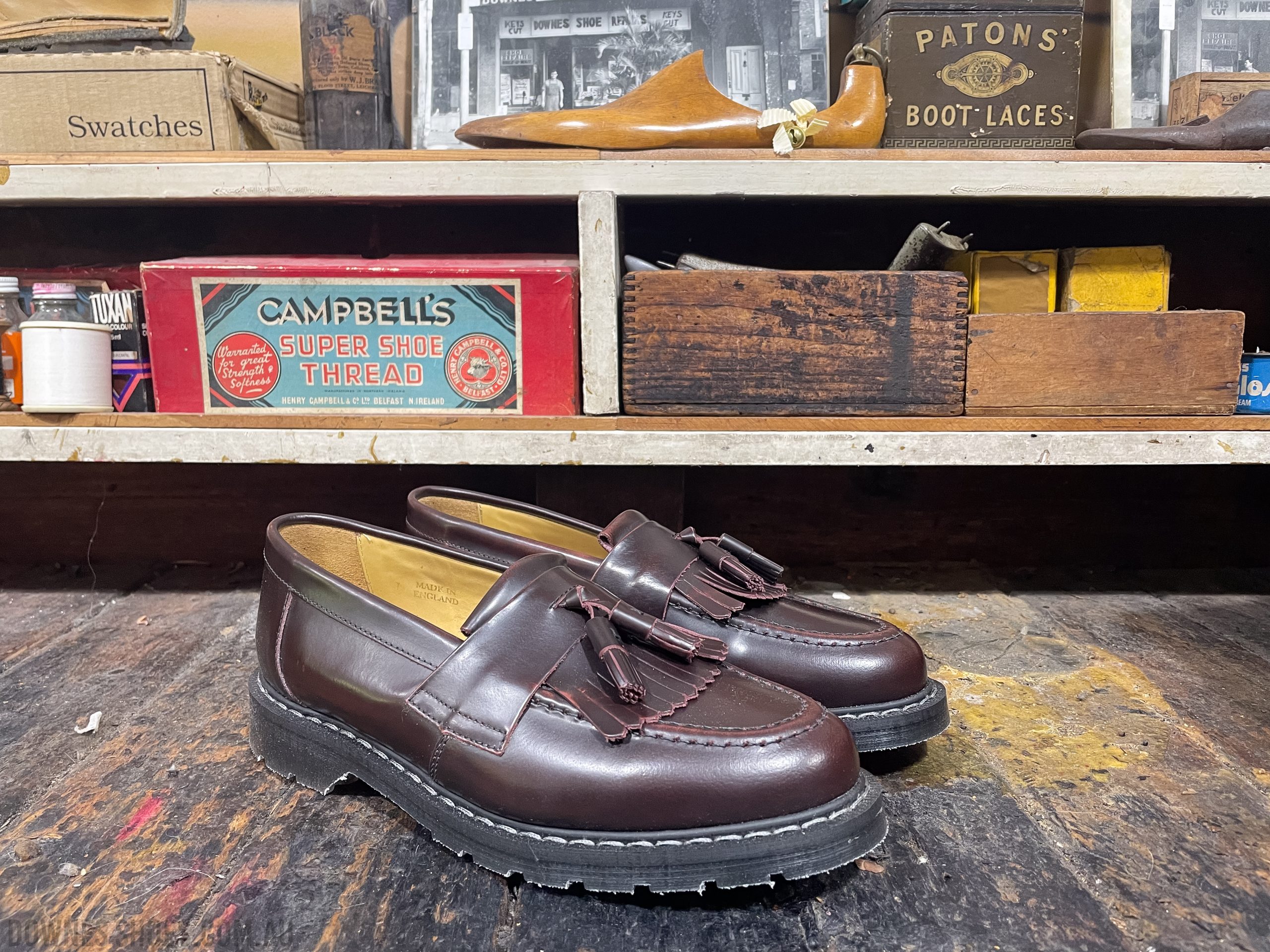 Solovair Tassel Loafer Burgundy Rub-Off