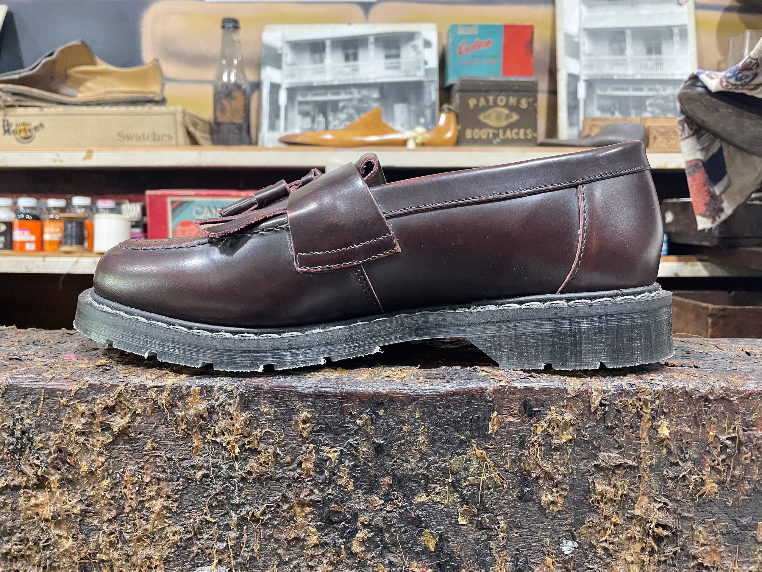 Solovair Tassel Loafer Burgundy Rub-Off