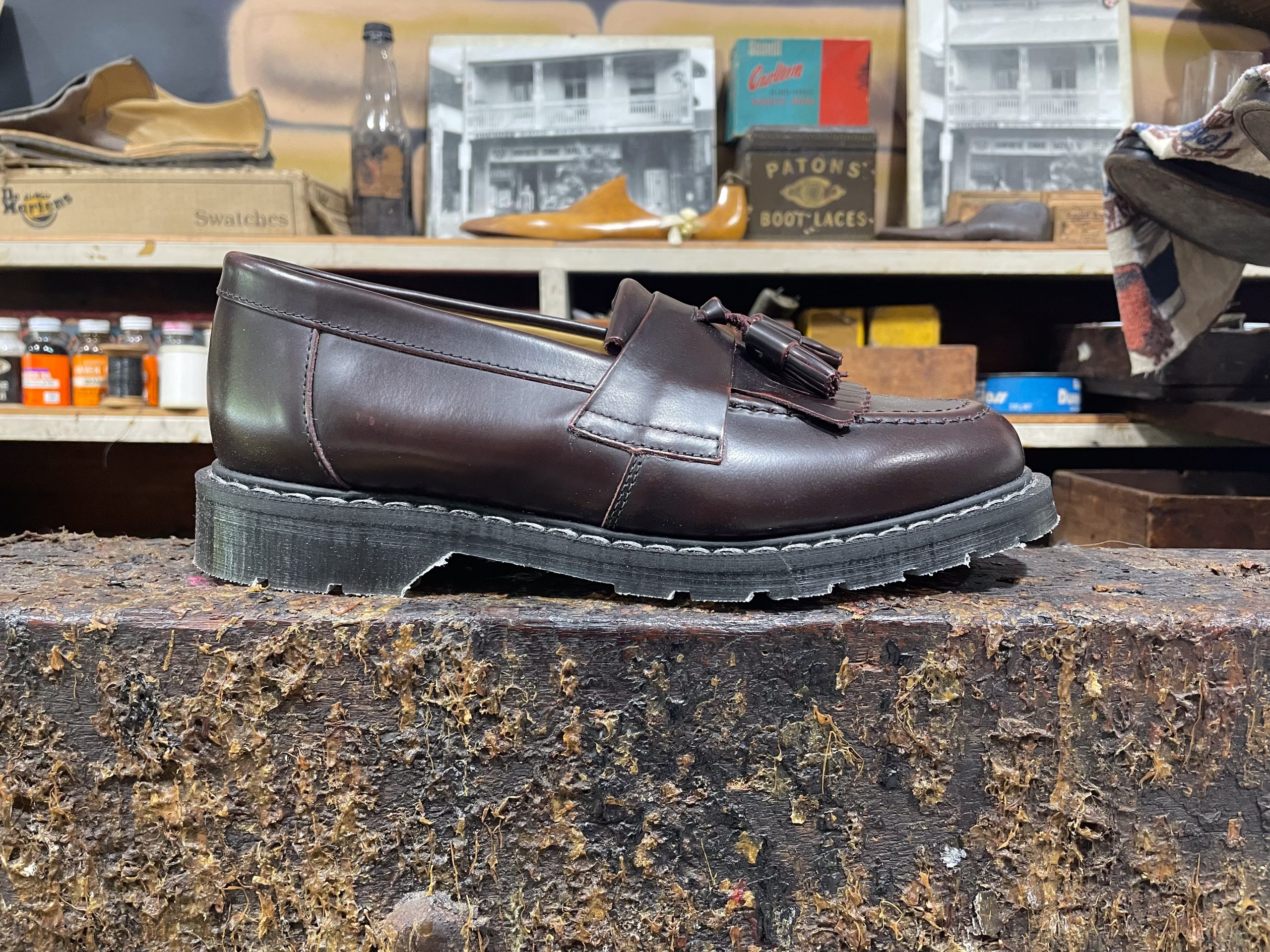 Solovair Tassel Loafer Burgundy Rub-Off