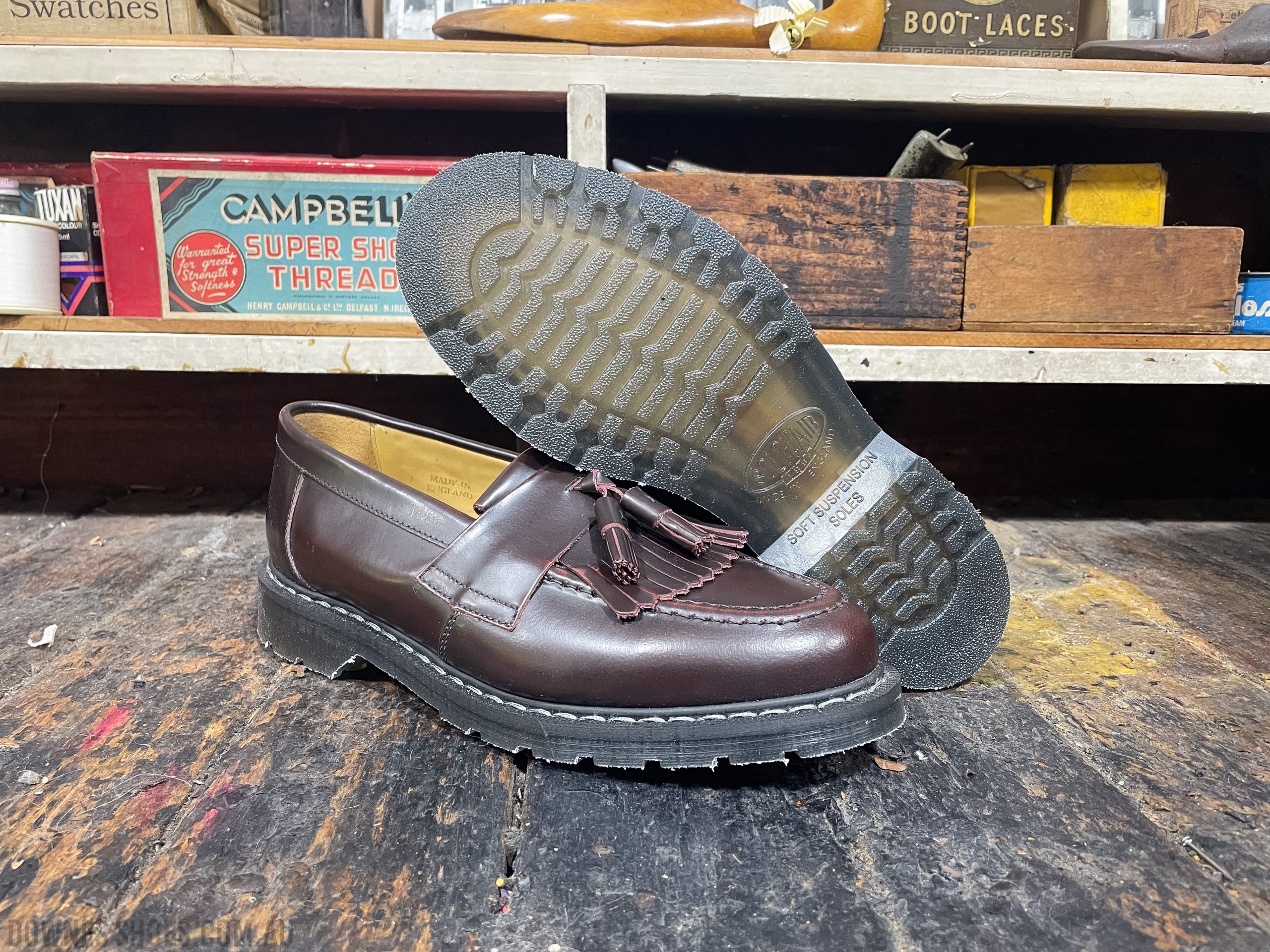 Solovair Tassel Loafer Burgundy Rub-Off