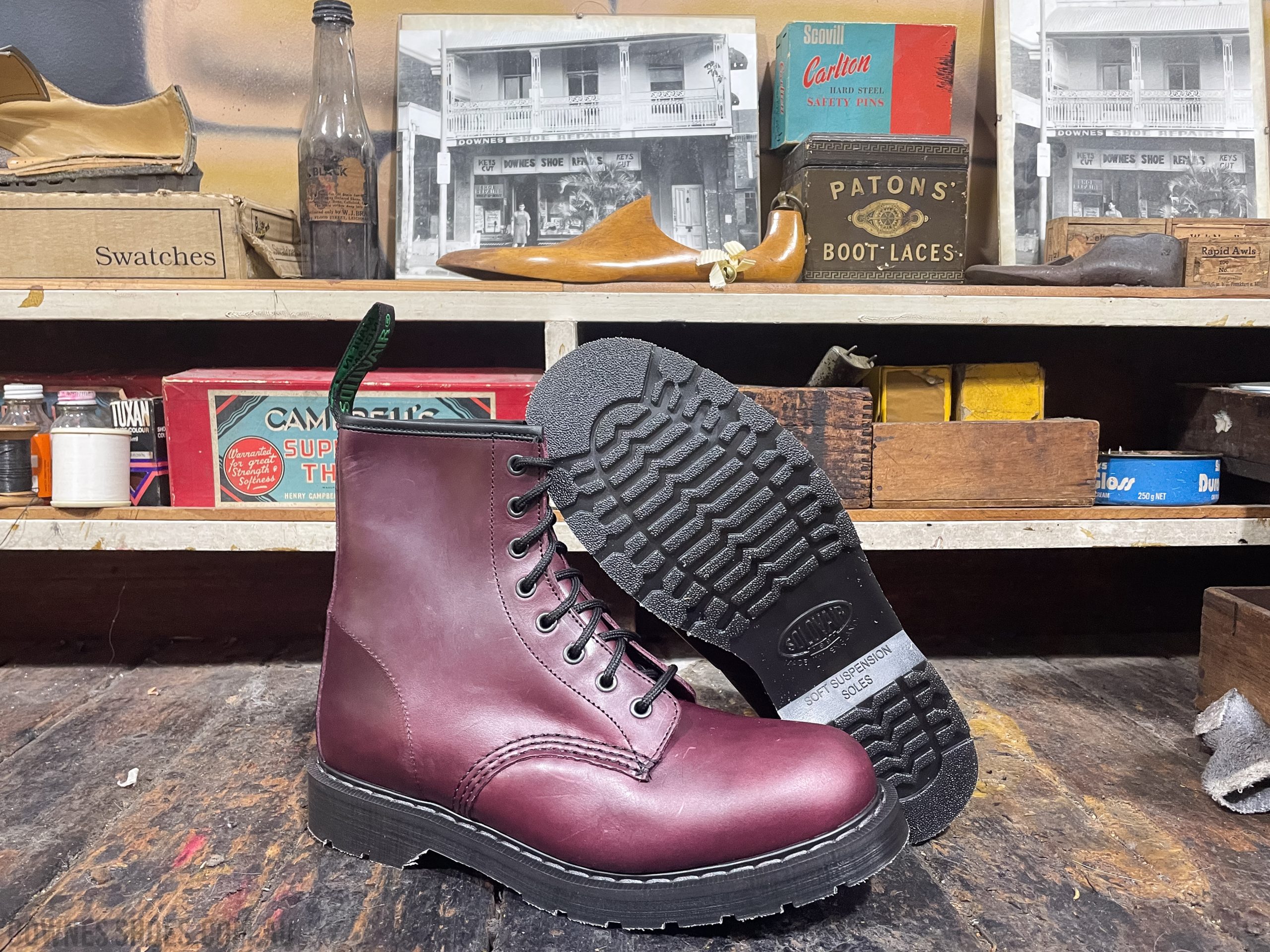 Solovair 8-Eye Derby Boot Burgundy Gaucho