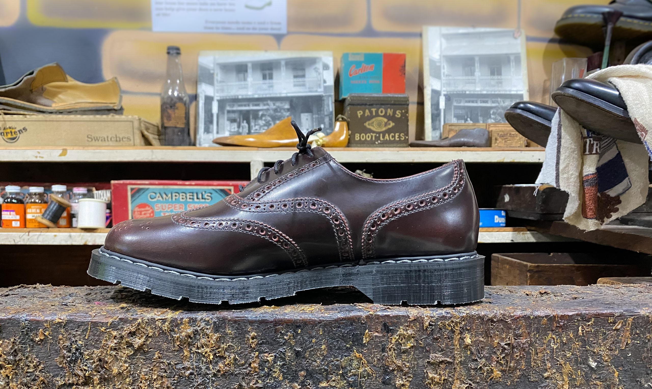 Solovair English Brogue Burgundy Hi-Shine