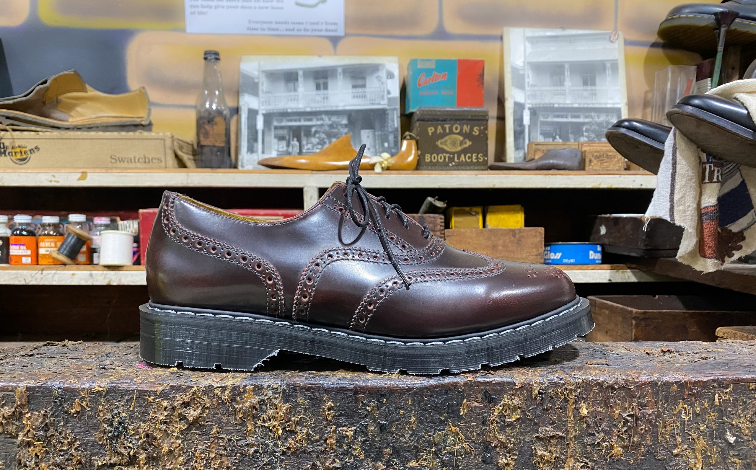 Solovair English Brogue Burgundy Hi-Shine