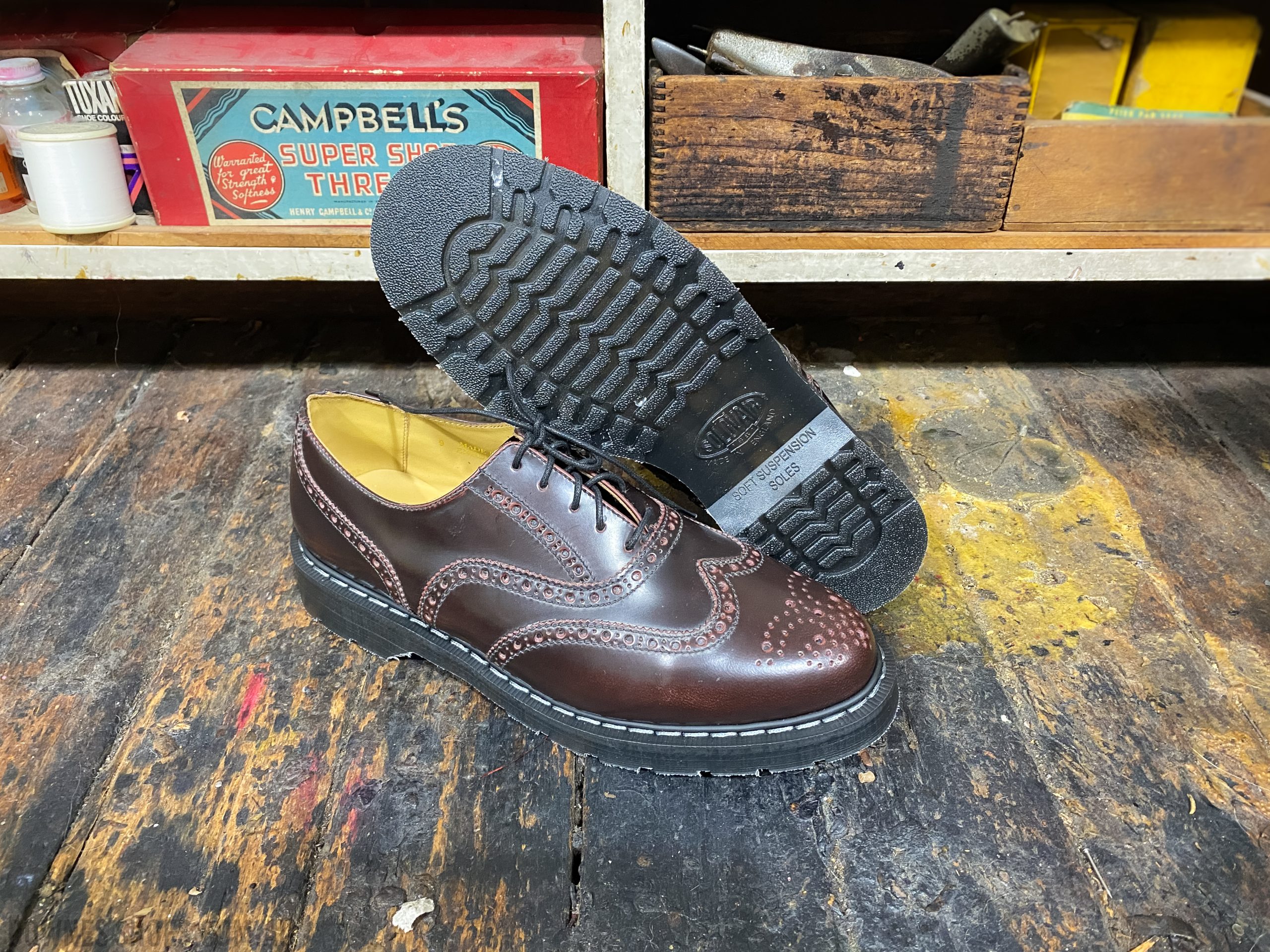 Solovair English Brogue Burgundy Hi-Shine
