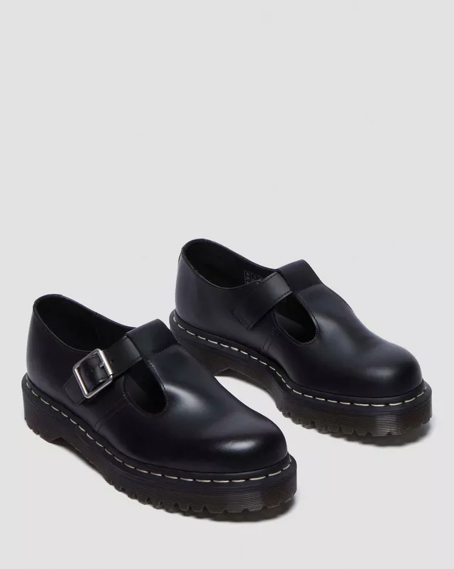 Polley Bex Black Smooth White Stitch Mary Jane