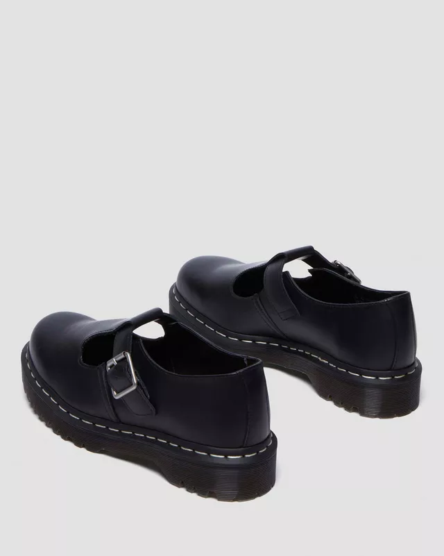 Polley Bex Black Smooth White Stitch Mary Jane