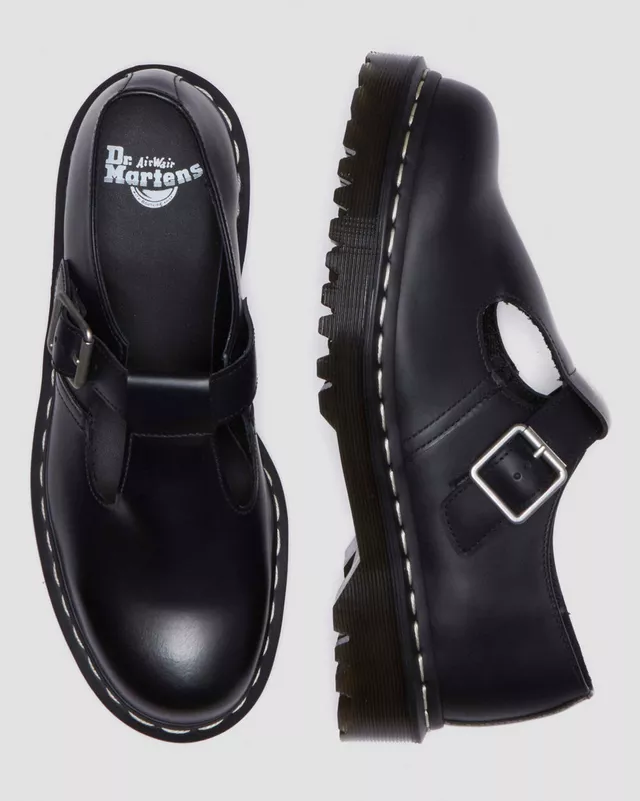Polley Bex Black Smooth White Stitch Mary Jane