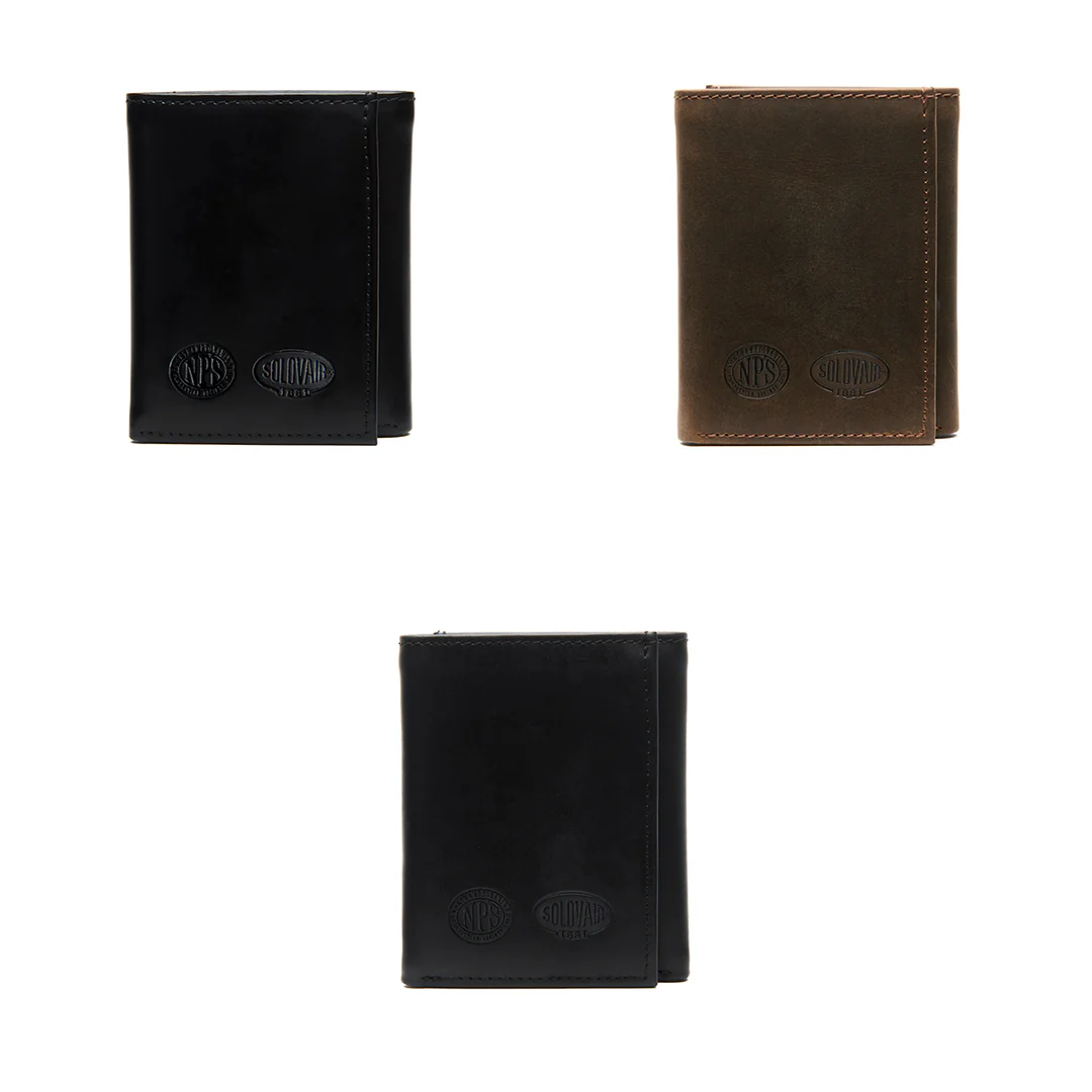 Solovair Wallet Tri Fold - Black Hi Shine