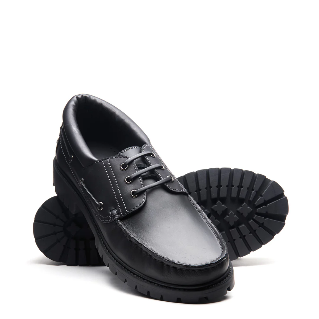 Solovair Boat Shoe Black Greasy