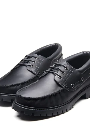 Solovair Boat Shoe Black Greasy