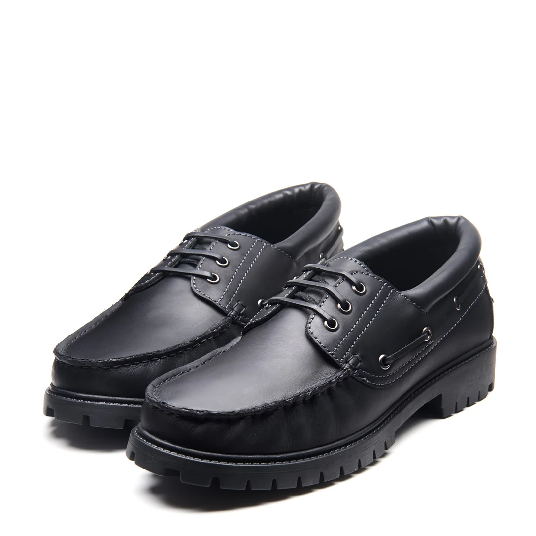 Solovair Boat Shoe Black Greasy