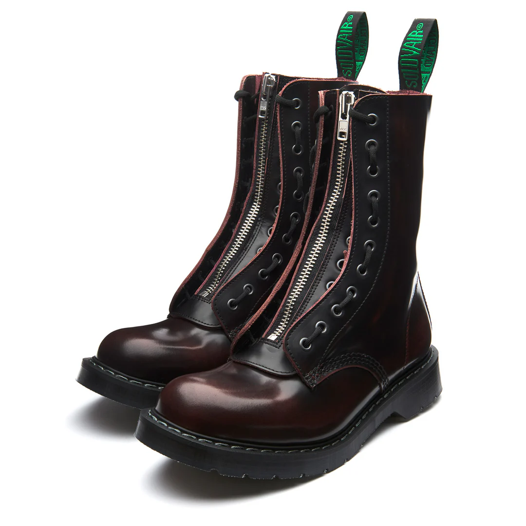 Solovair 11 Eye Zip Guard Burgundy Rub Off