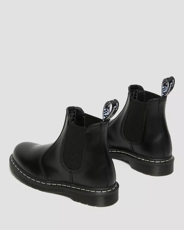 2976 Black Leather Chelsea Boot Contrast Stitch