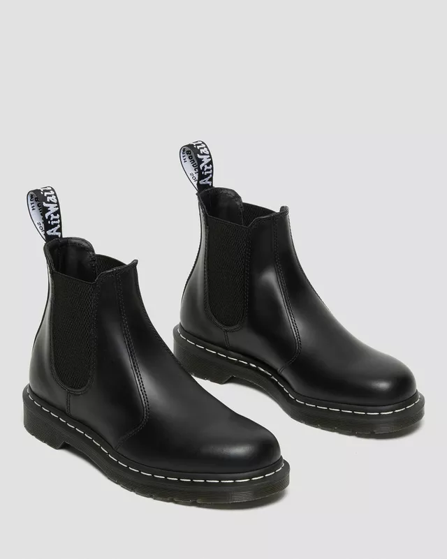 2976 Black Leather Chelsea Boot Contrast Stitch