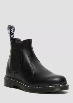 2976 Black Leather Chelsea Boot Contrast Stitch