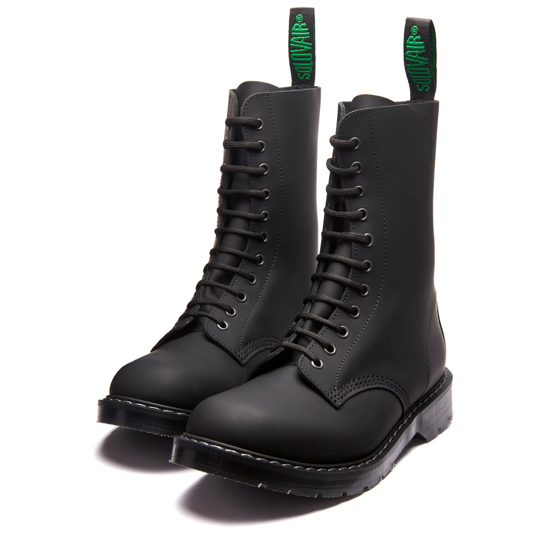 Solovair 11-Eye Derby Boot Black Greasy